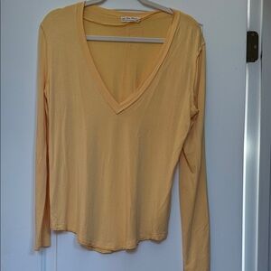 We The Free Moon Dance Soft Yellow Long Sleeve V-Neck Top